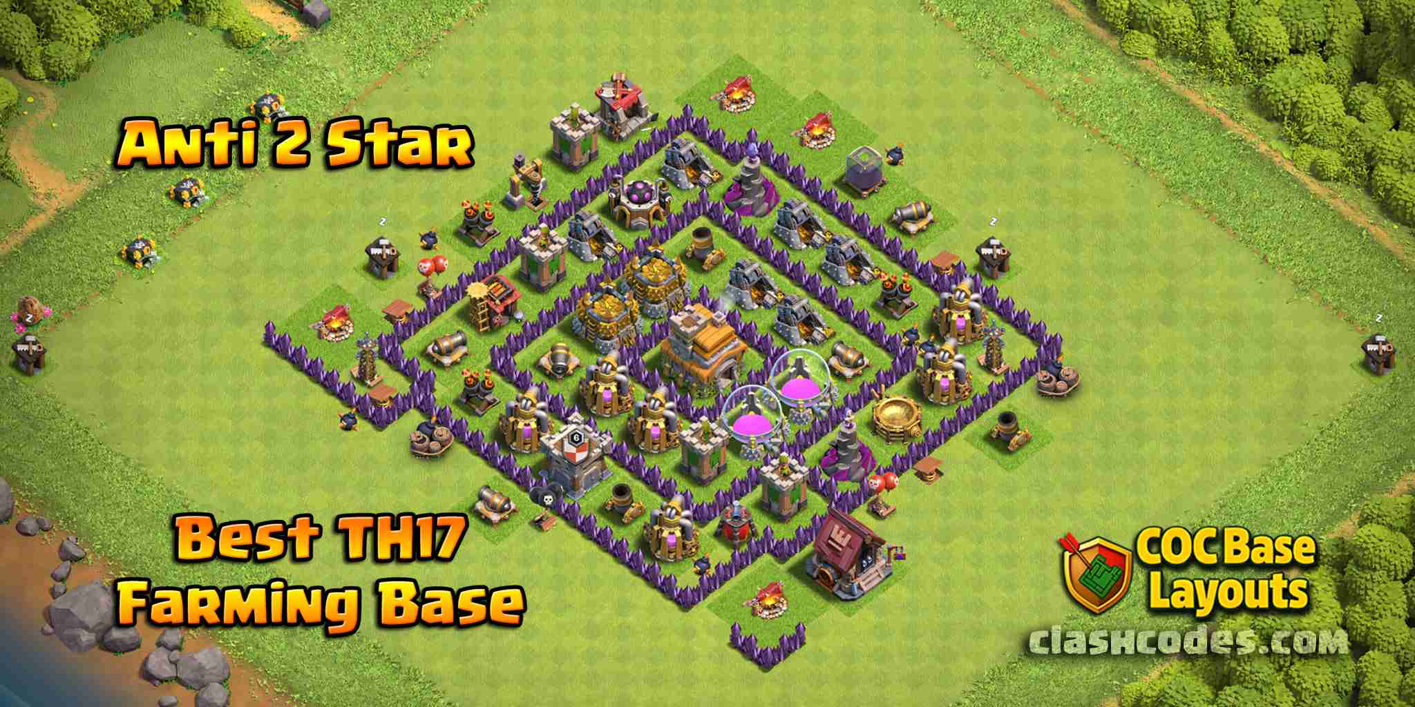 Best Anti 2 Star TH7 Base For Farming Loots - Clash of Clans