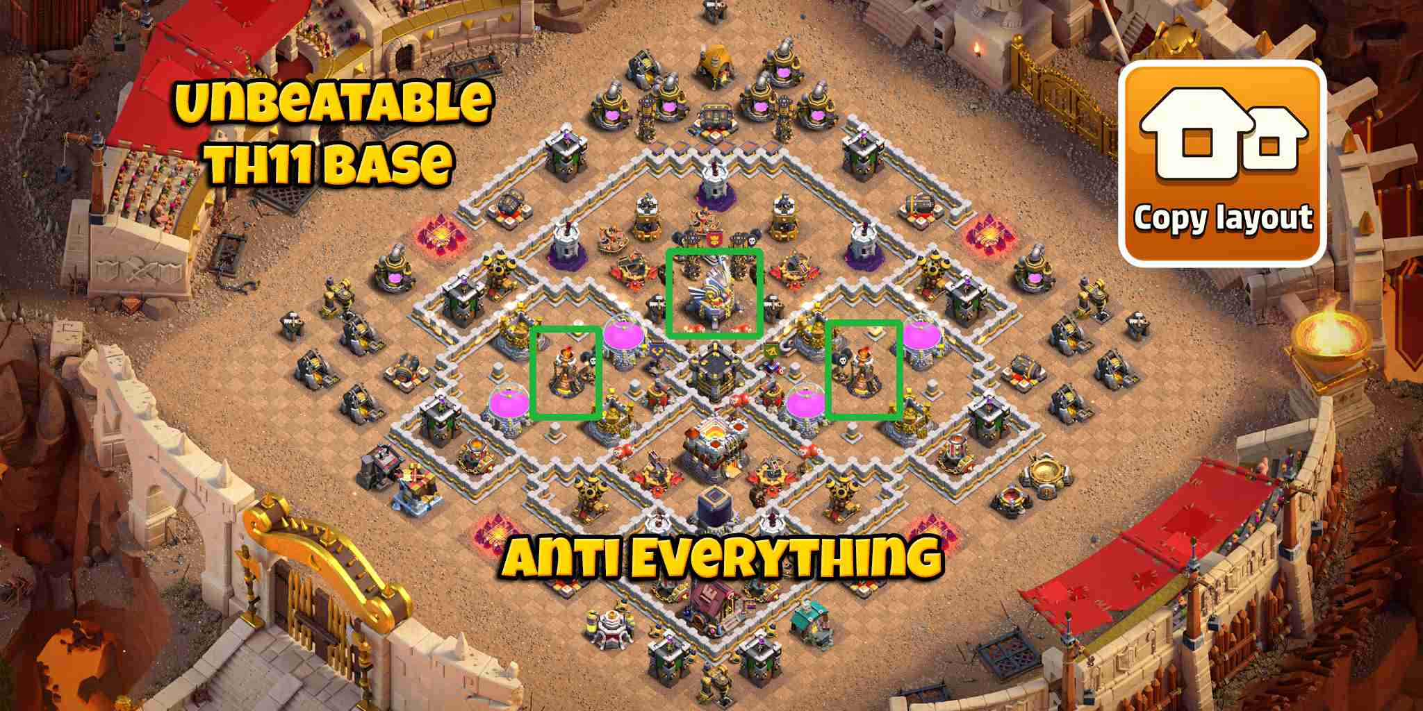 TH11 base layout with link for Clash of Clans