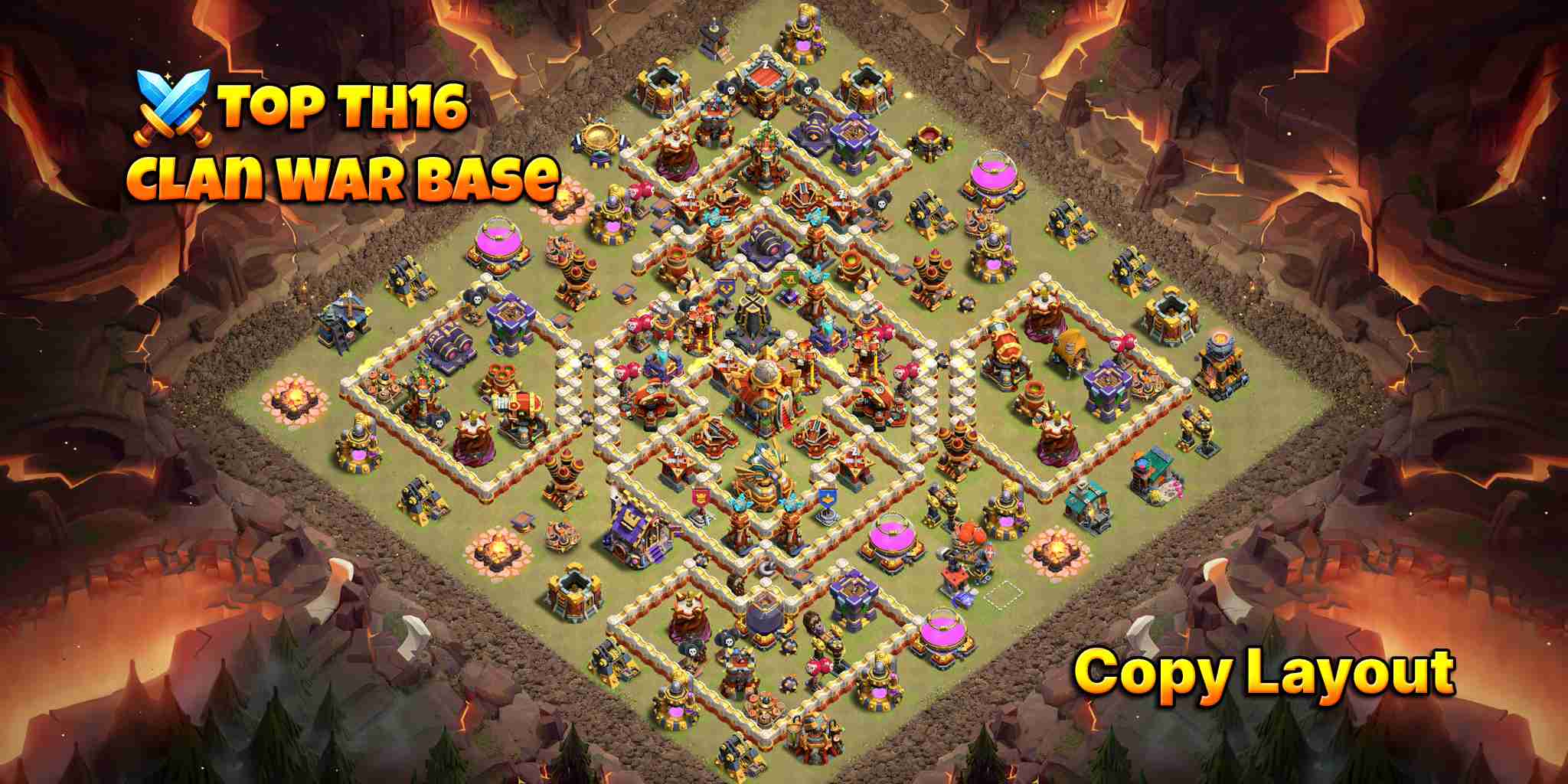 Unbeatable TH16 Clan War Base Layout
