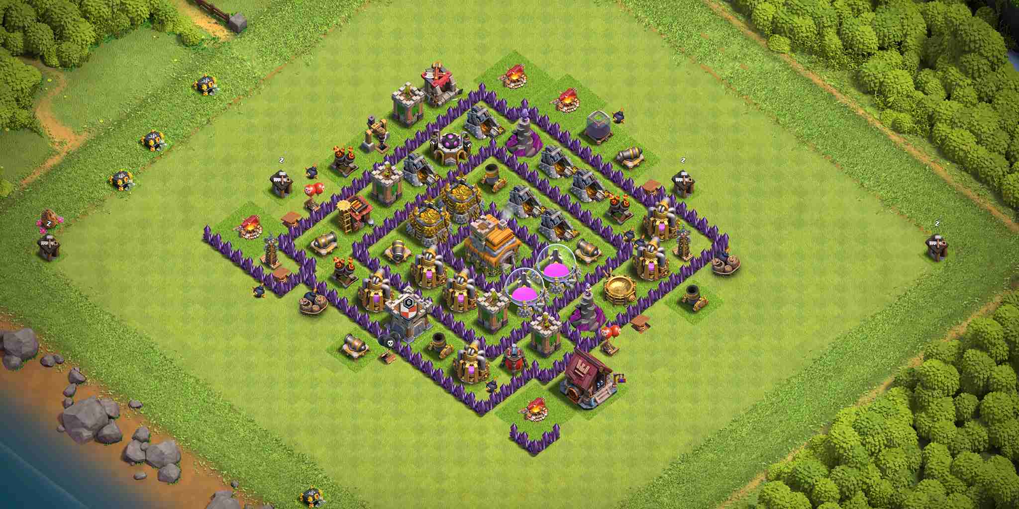 Best Anti 2 Star TH7 Farming Base Layout