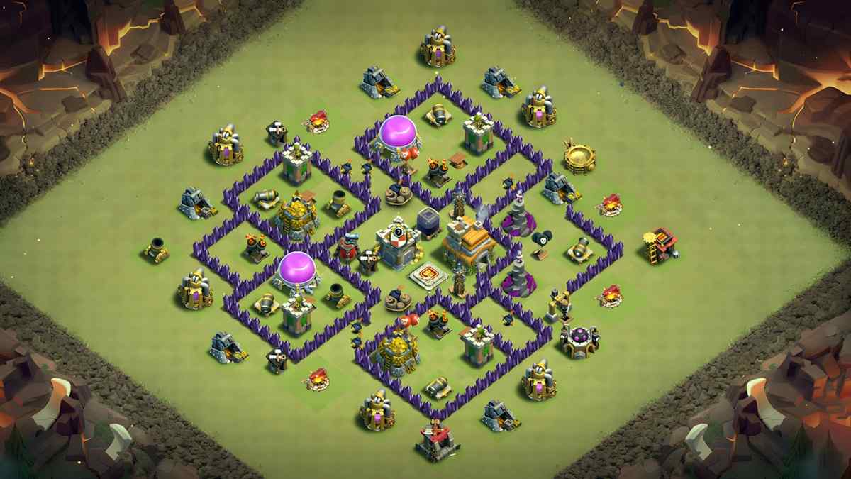 Balanced TH7 Hybrid Base for Defense and Resources – TH7 layout preview