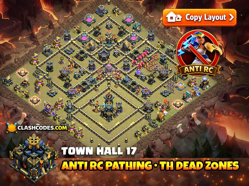 Anti Royal Champion base with separated defenses to limit Hero walks
