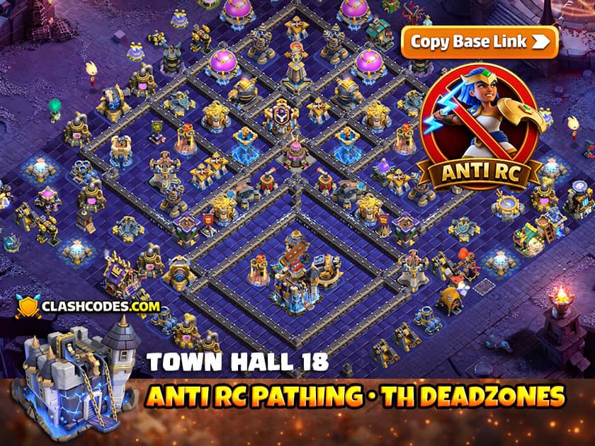 Royal Champion defense with separated defenses and Town Hall dead zones