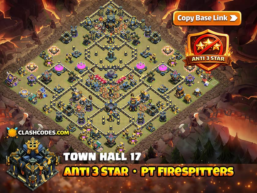 Anti 3 Star layout with Poison Spell Tower and Monolith protecting core