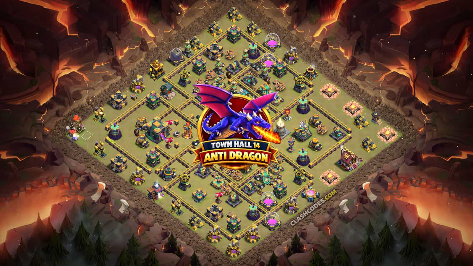 TH14 Dragon Defense Layout for Clash of Clans