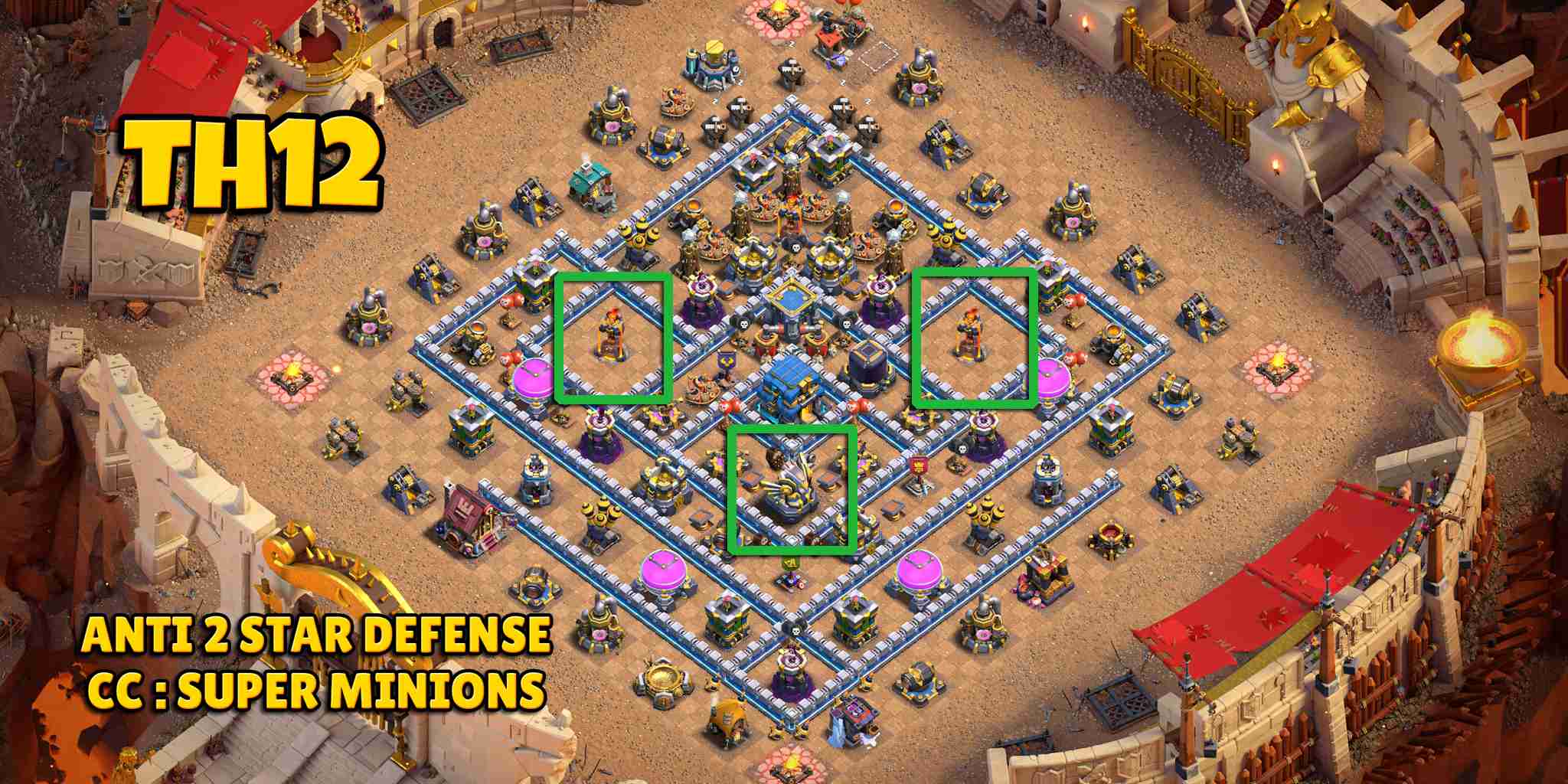Anti 2 Star TH12 Clan War Defense Base - May 2025