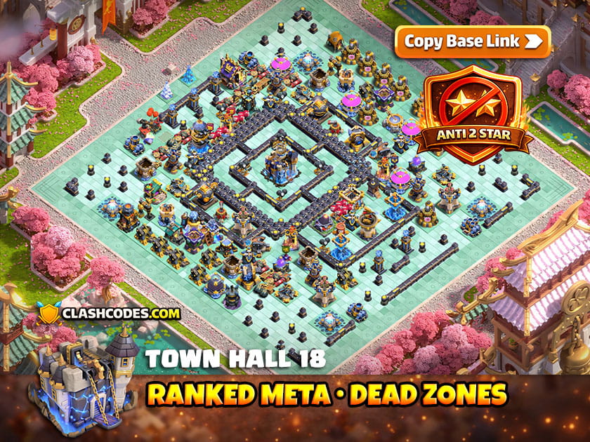 Square Town Hall 18 Deadzones Layout for Ranked Battle | Legend League