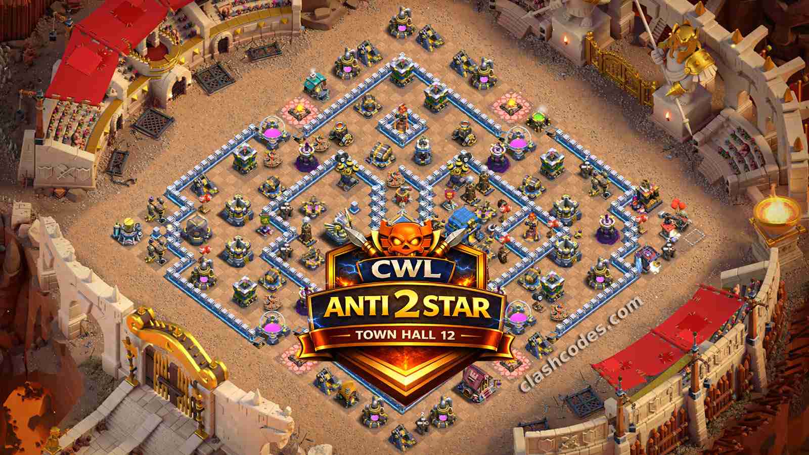 Best TH12 War Base Anti 2 Star Layout - CWL #52