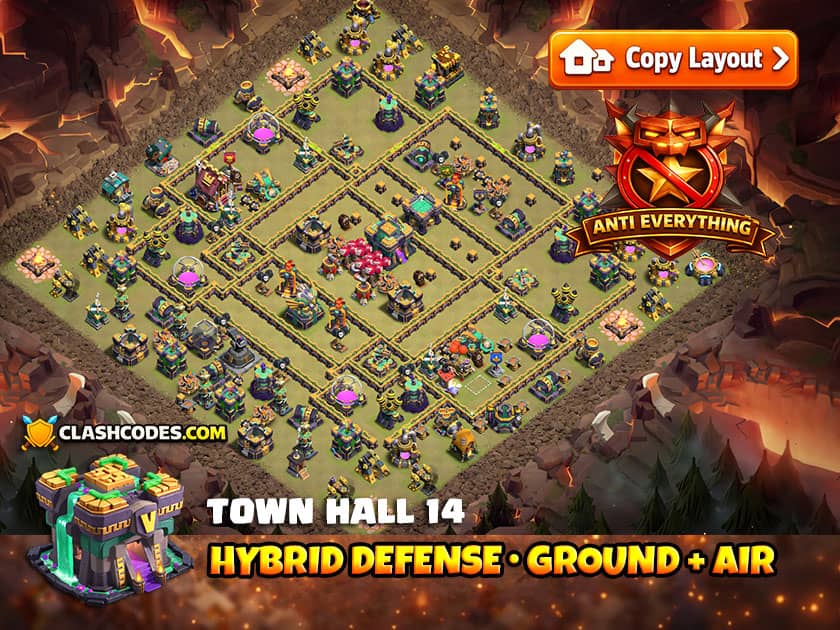 Hybrid TH 14 Base for Ground + Air Unit Defense