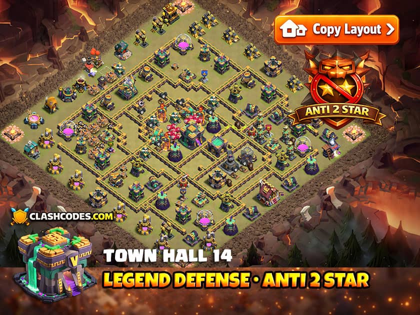 Anti 2 Star TH 14 Legend League Base for Town Hall Defense