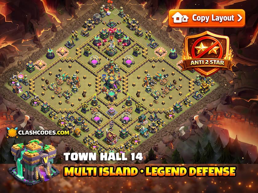 TH 14 Multi Island Legend League Base for Anti 2 Star Defense
