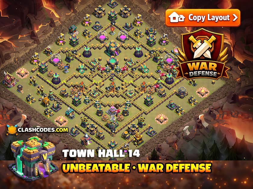 Anti Everything TH 14 Clan War Base with Link to prevent 3 stars