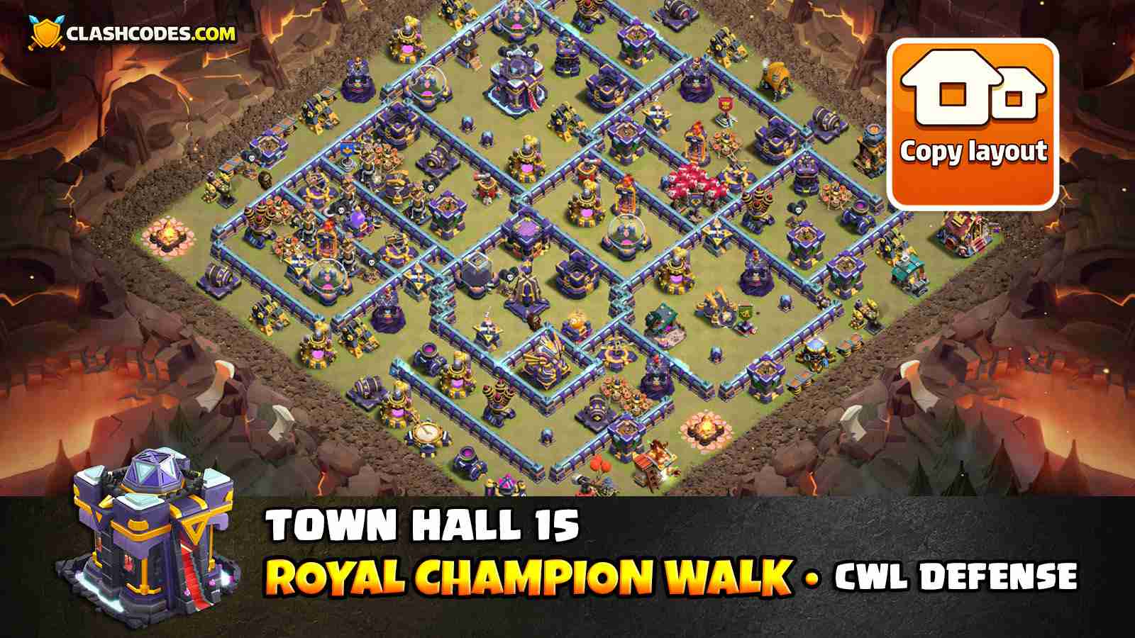 TH15 CWL | Royal Champion Defense Layout for Clan Wars
