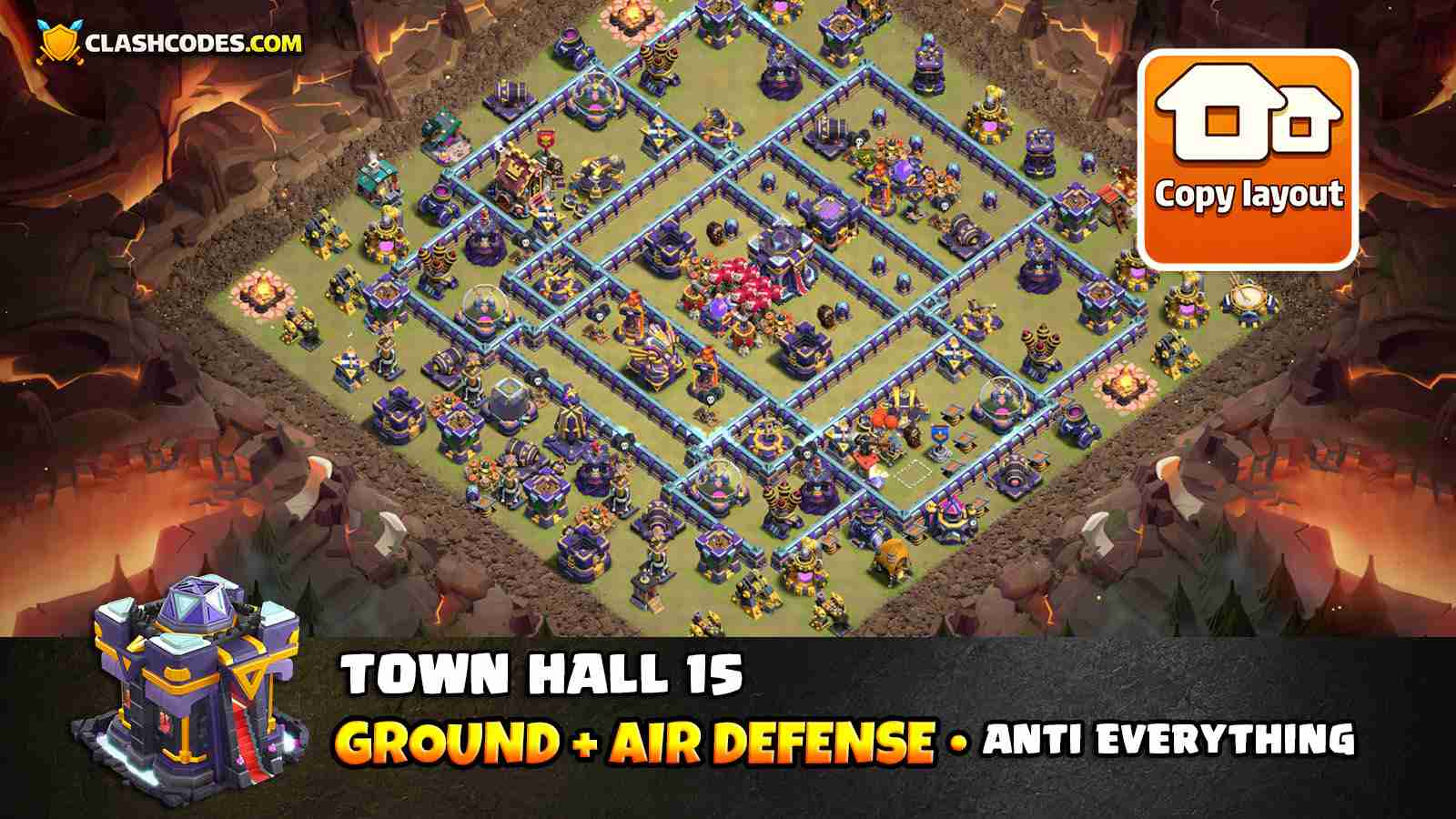 Hybrid defense base built to defend both ground and air attacks with raged Archer Queen and Minion Prince