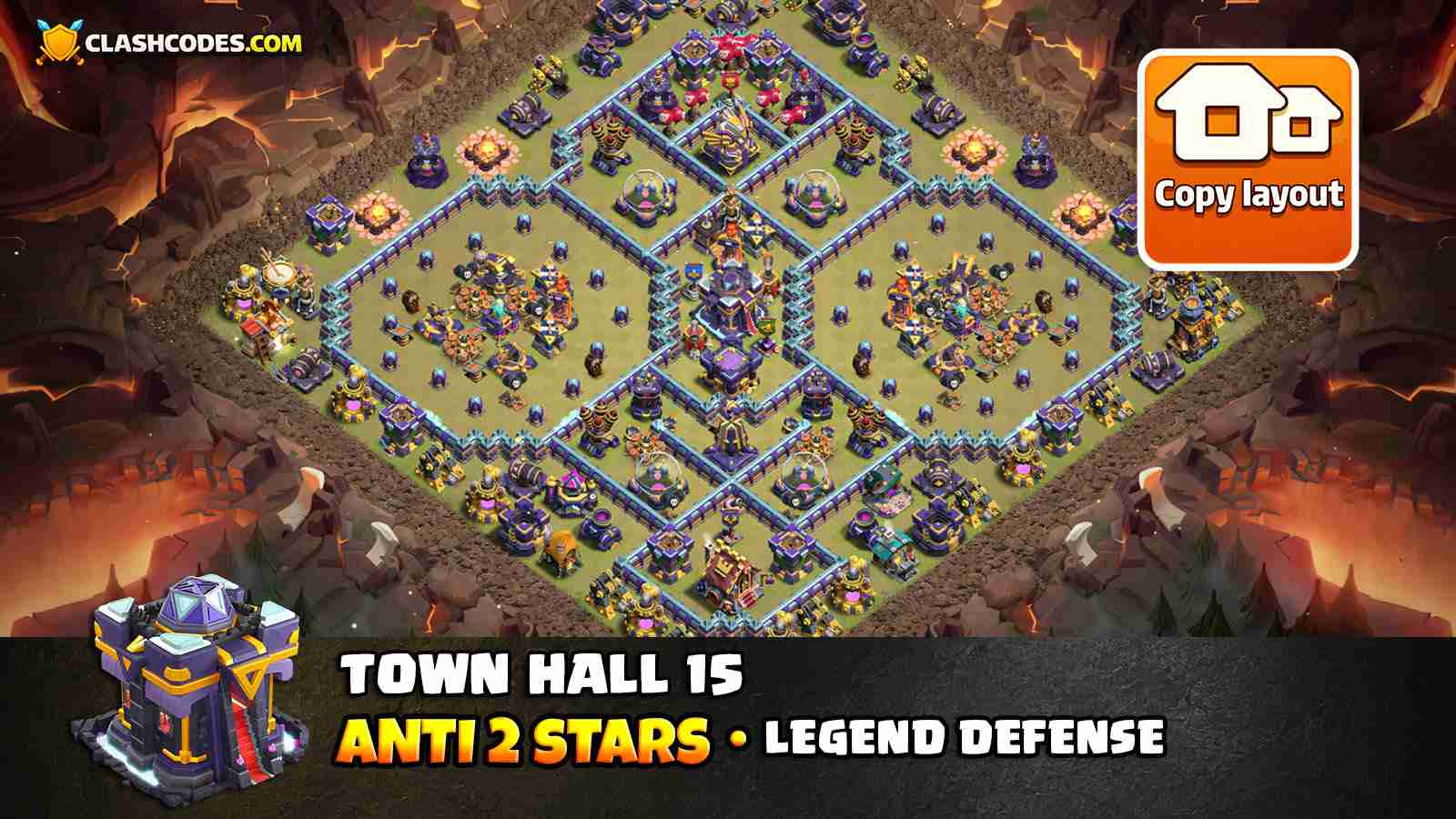 Legends League base with double Invisibility Tower island design