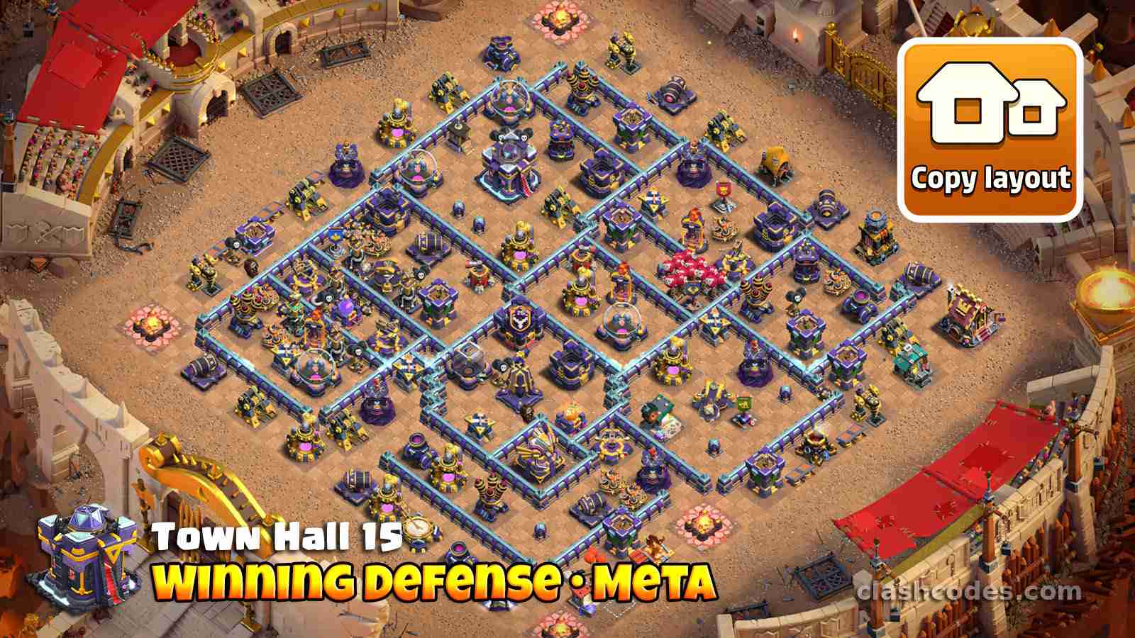 TH15 winning defense base tested in CWL with royal champion bait entry