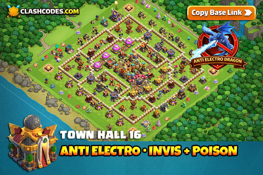 Electro Dragon TH16 Defense with (Invisibility + Poison) Tower