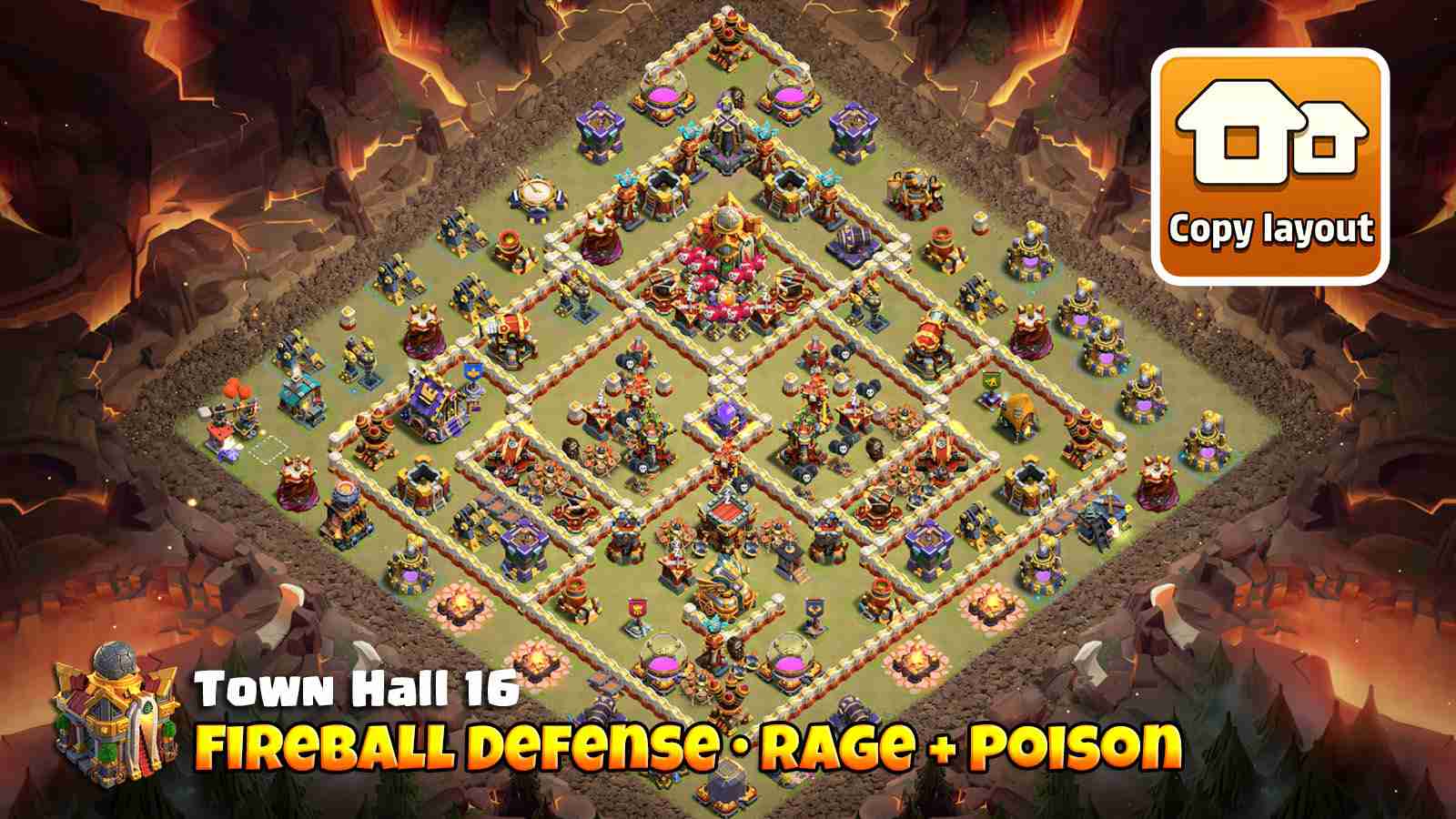 Fireball defense with spaced Infernos, Scattershot and X-Bow compartments to prevent high splash damage