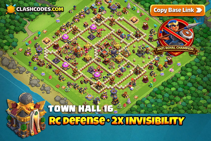 Anti Royal Champion TH16 Base with 2x Invisibility Towers