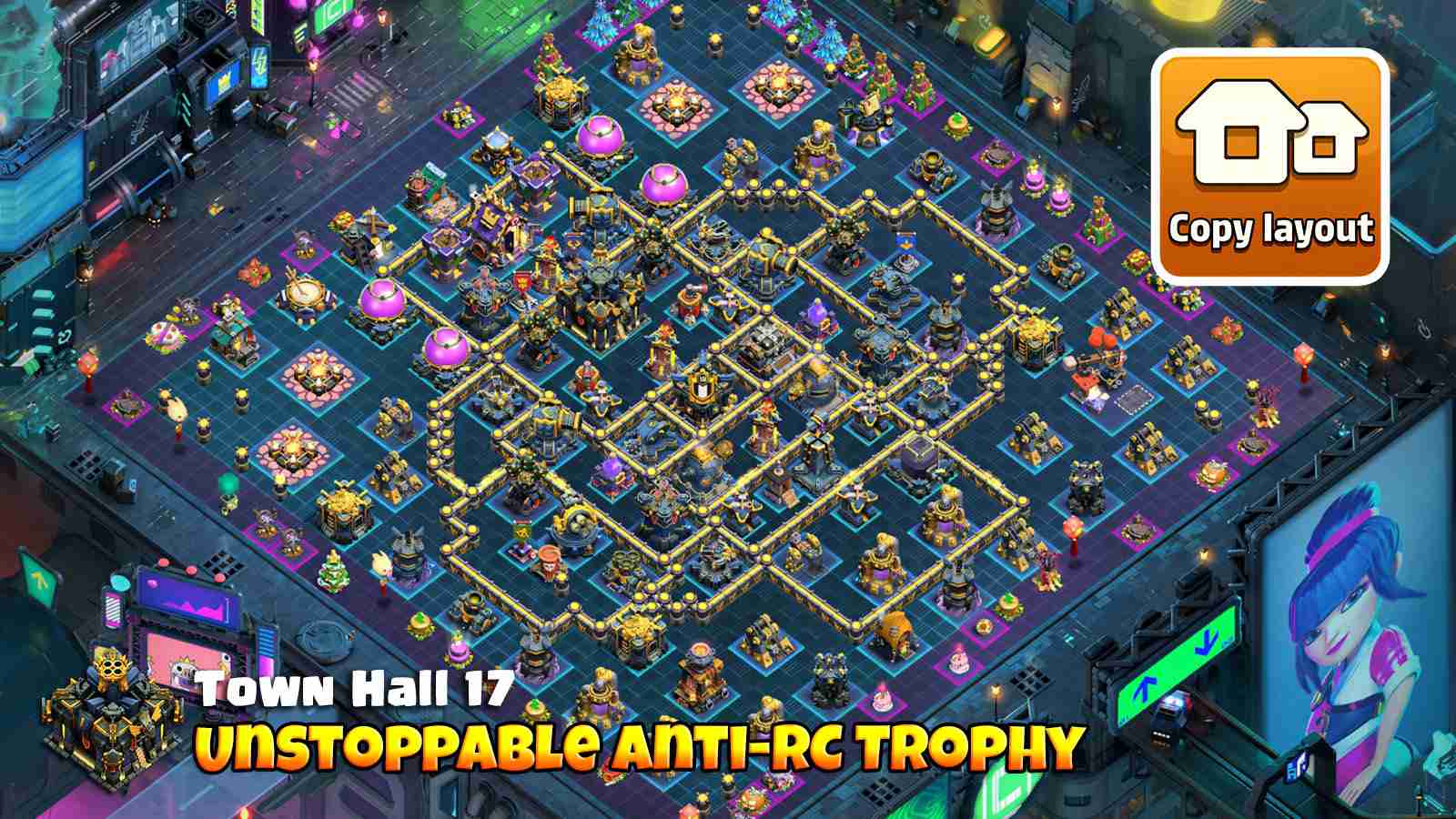 Trophy defense with Rage boosts baiting RC into high DPS core