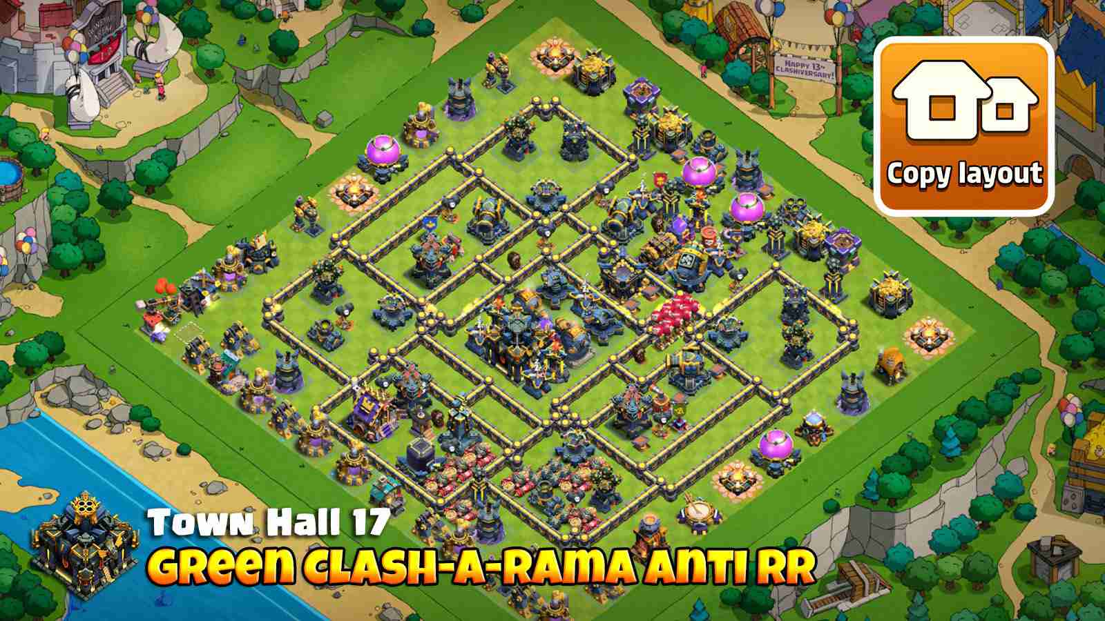 Multi-target Infernos with dual Rage Towers will melt Root Riders before they touch the core