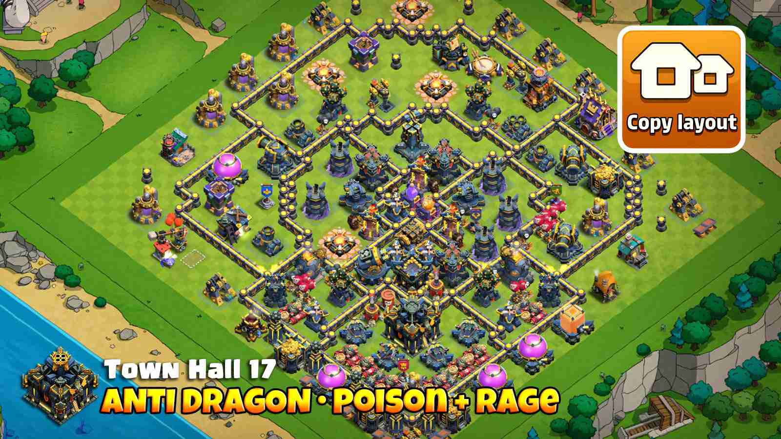 Anti-Dragon base where Rage and Poison boost Infernos and Scattershots