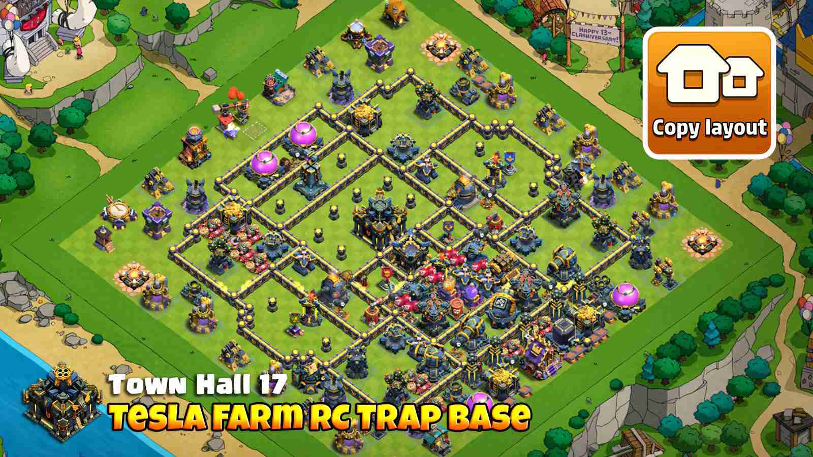 Tesla farm trap with Ricochet and Multi Gear Tower crushing Royal Champion