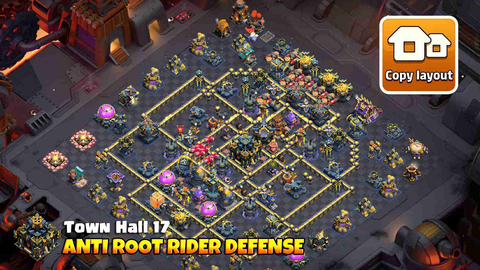 Box style base with double Rage towers to counter Root Riders
