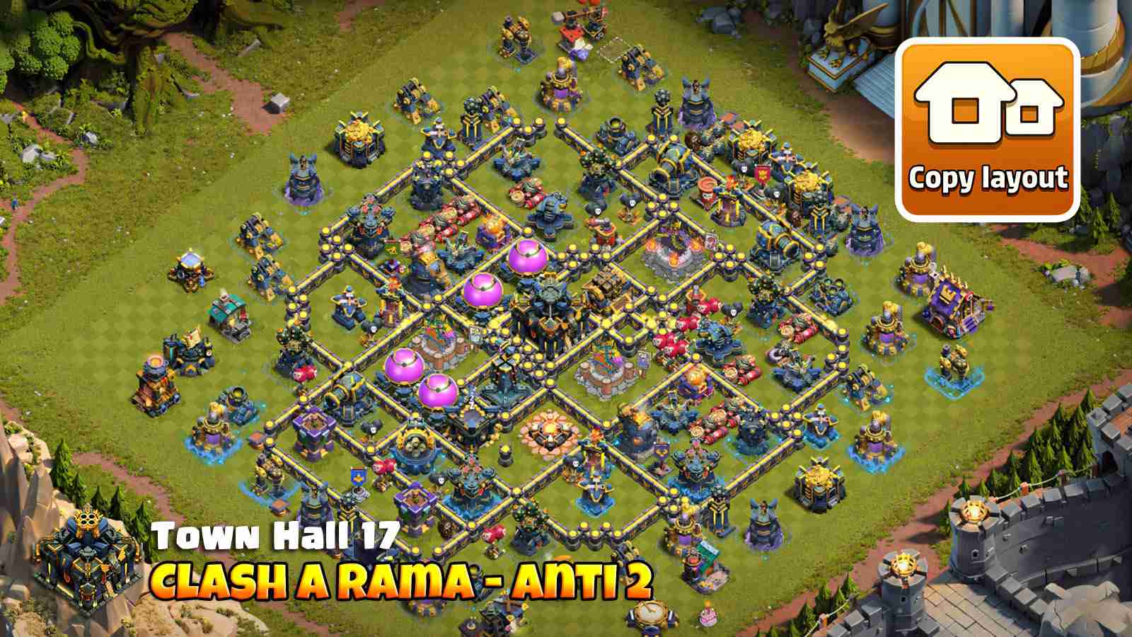 Clash A Rama season winning TH17 base design with Poison towers