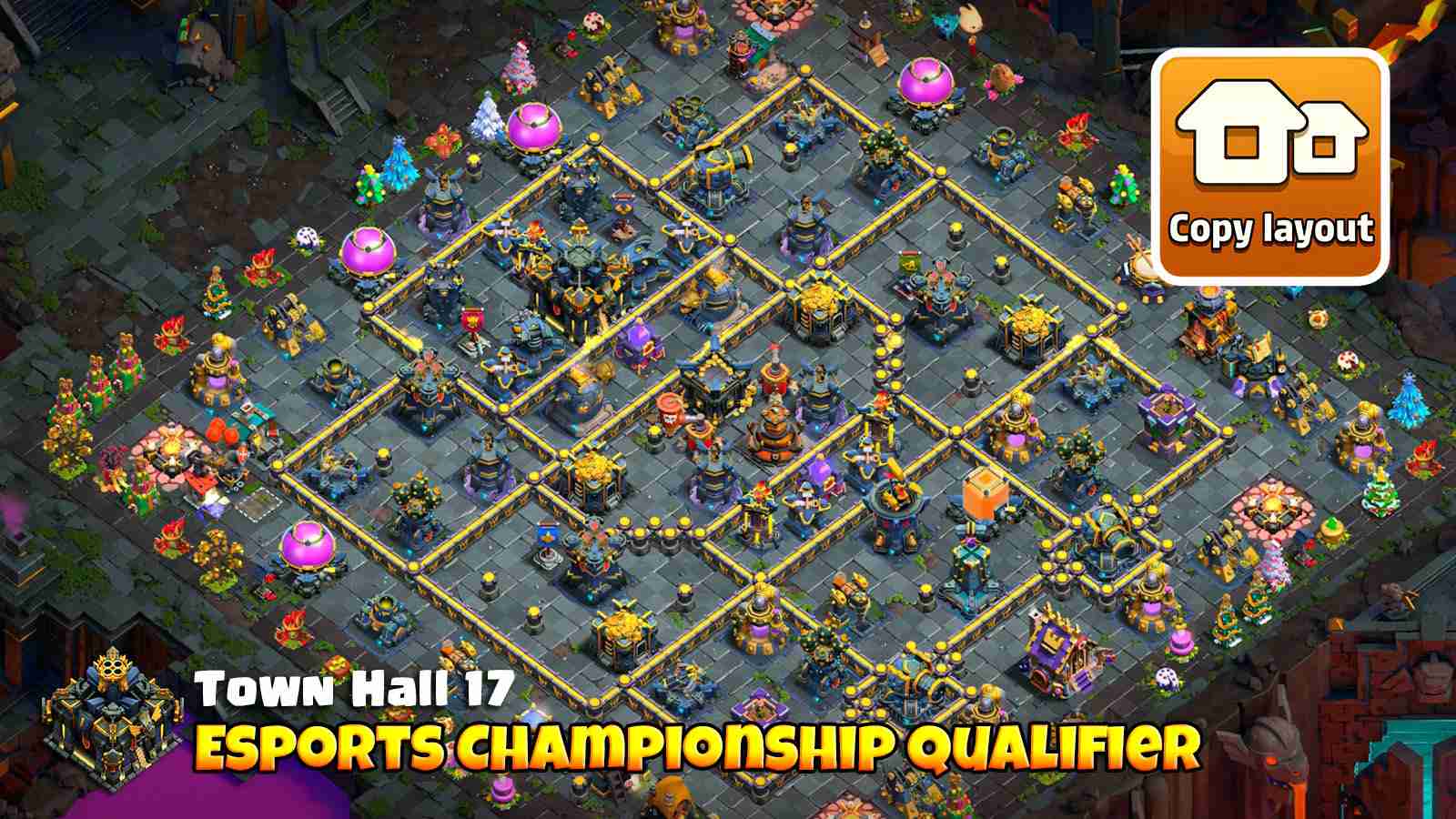 Esports qualifier TH17 base with double Rage towers