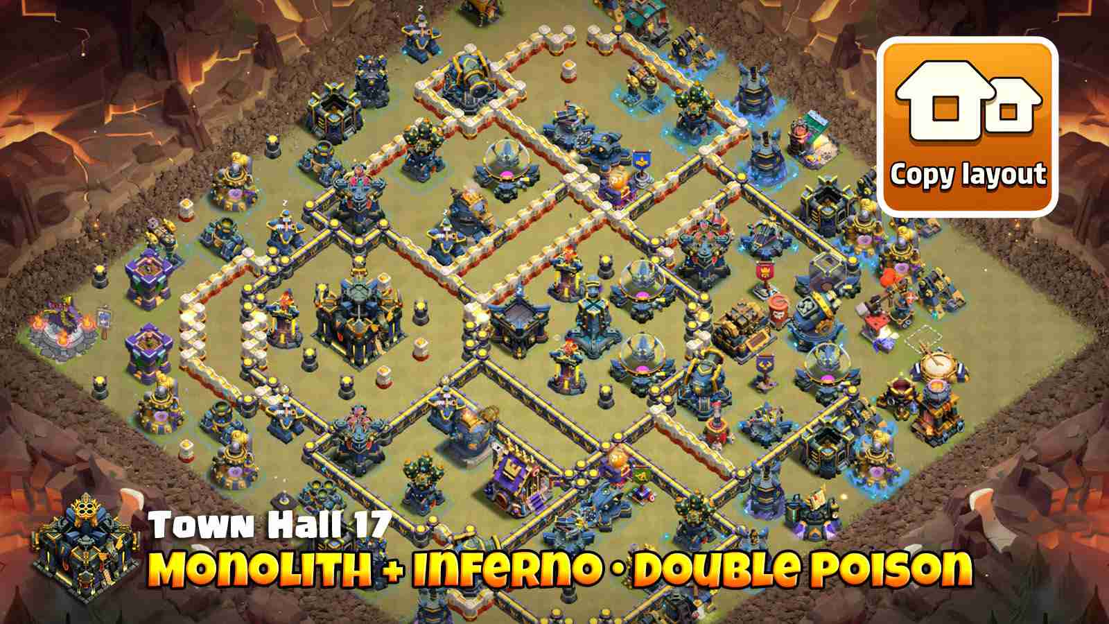 Legend League defense with Monolith at core protected by Infernos