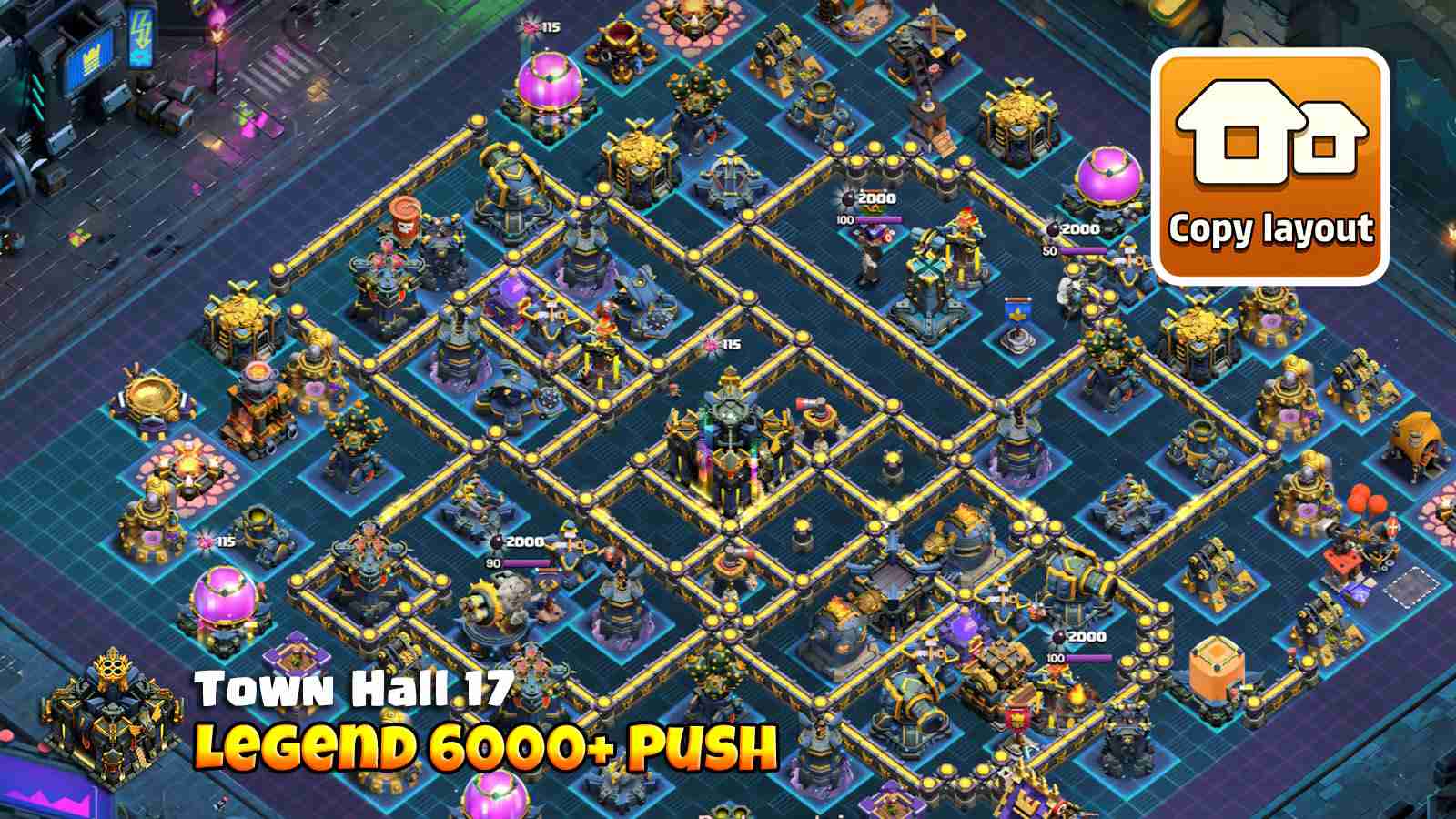 High trophy Legend League TH17 base for 6000 plus trophies