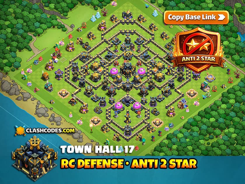 Base TH17 anti RC Walk con 2 Torres de veneno para Batallas competitivas y defensa anti 2 estrellas