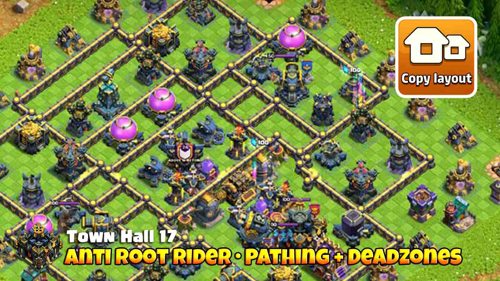 Tight pathing and dead zones that push Root Riders outside while Infernos burn them down from safe positions