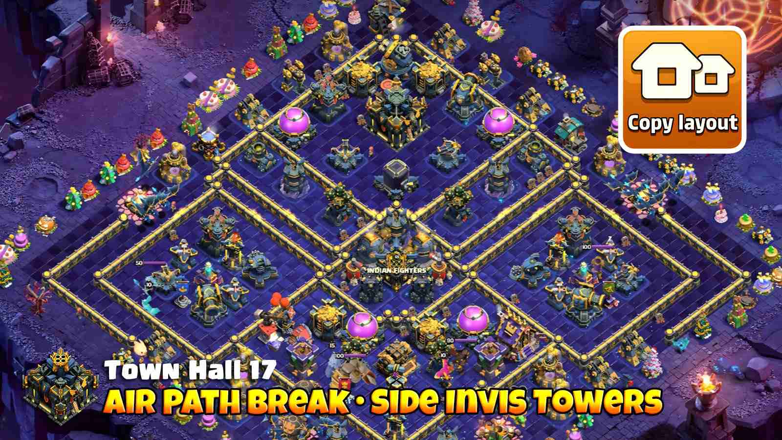 Double Invisibility Towers to divert Electro Dragons and Root Riders away from the core