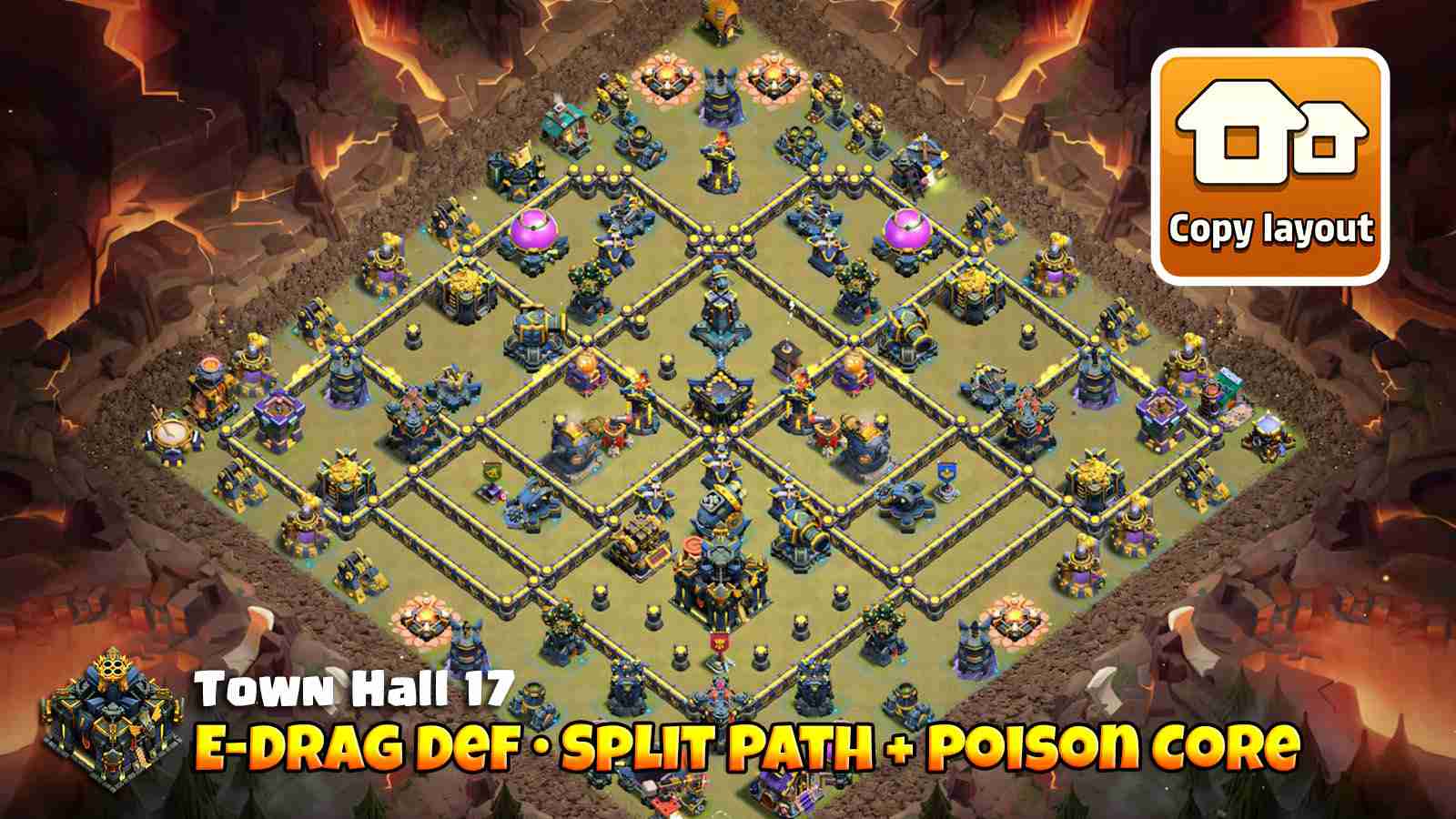 Electro Dragons Defense with split pathing and spaced Infernos to limit Lightning Spell value