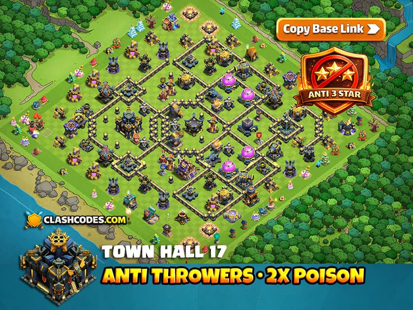 Base TH17 anti Lancero con 2 Torres de veneno para Leyendas y defensa anti 3 estrellas