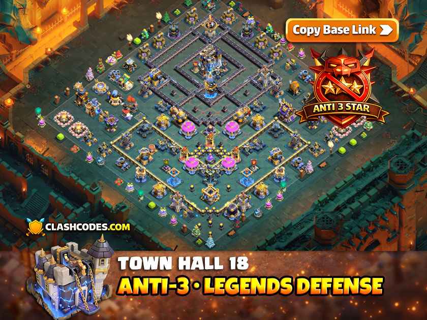 Layout for Legend League, there are large deadzones around Town Hall forcing troops to circle
