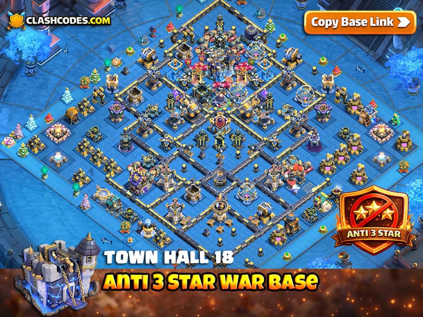 TH 18 Anti 3 Star War Base with Strong Funnel Control