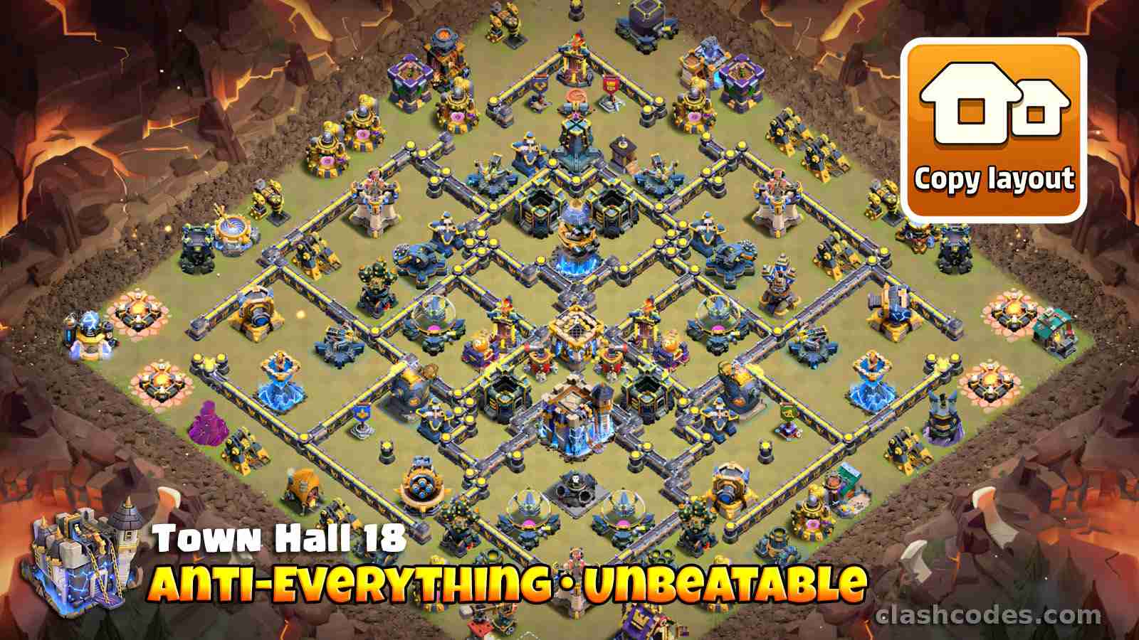 TH18 anti everything base with bomb hive and poison towers guarding core