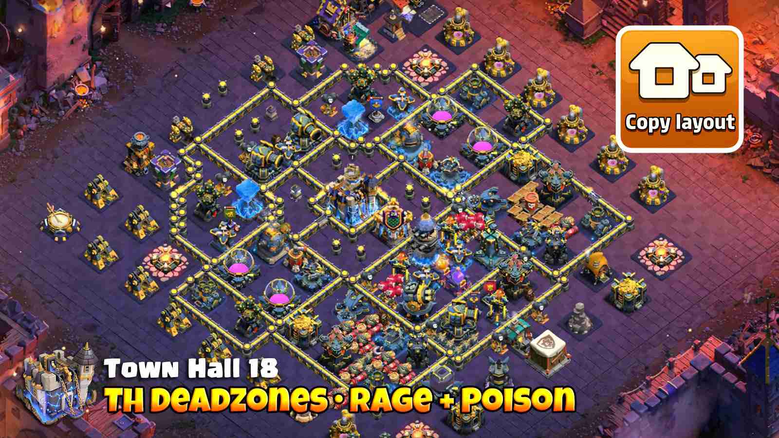 Anti2Star base with deadzones and Rage+Poison combo boosting core defenses