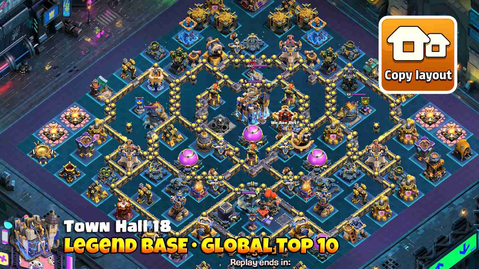 Base 10 global top 10 legend league defense with Inferno and Bomb Hive core