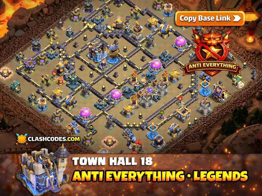 Layout for Legends to defend Air, Ground or Hybrid Troop attacks