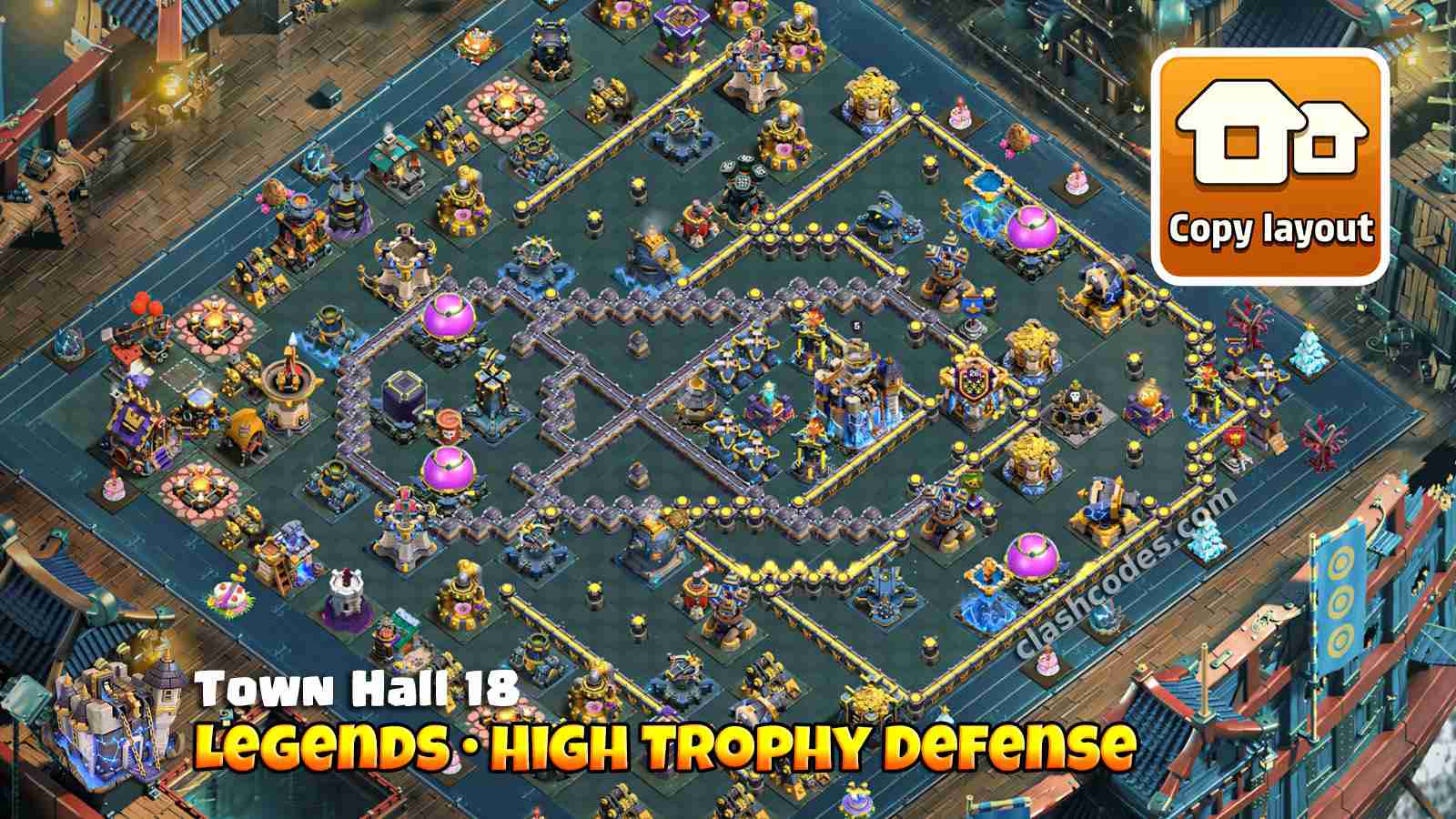 Legend League layout built to make every star difficult with an invisible Town Hall
