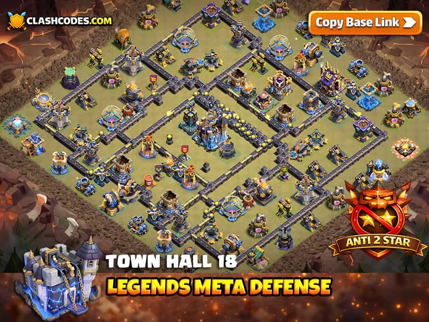 TH 18 High Trophy Legends Base for Consistent Defense Against Ground and Air Attacks