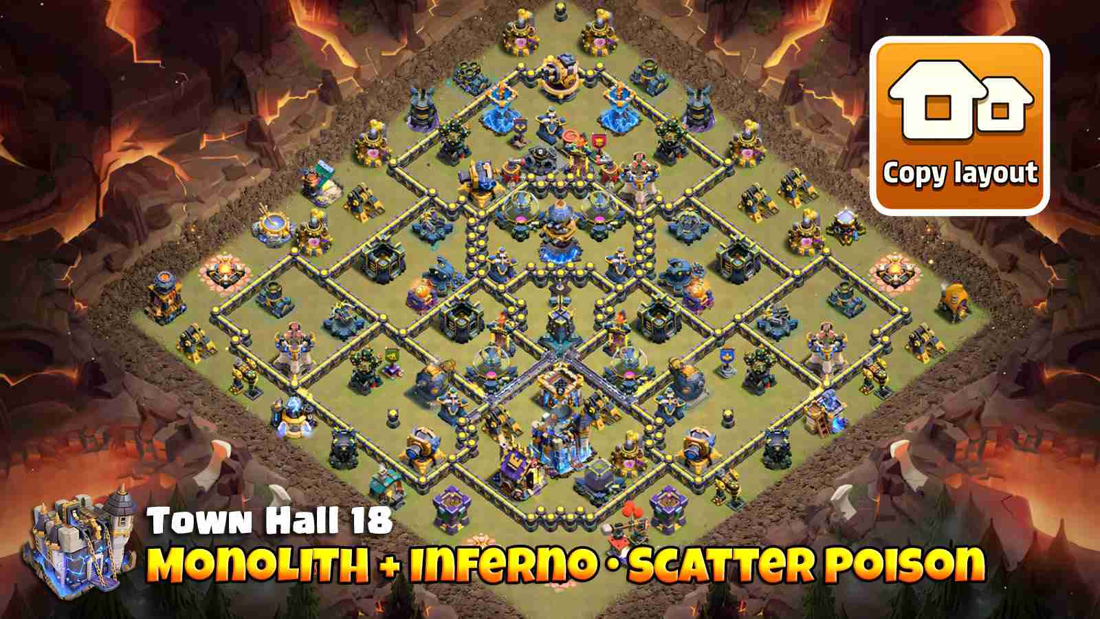 War Base with Monolith Inferno core, Poison Towers near Scattershot and here Monolith deals more damage based on target HP.