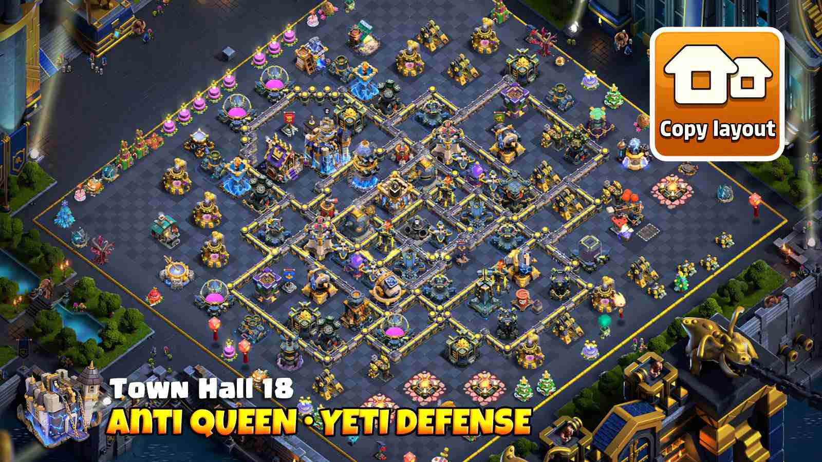 Base 8 Queen Walk and Yeti defense with high damage core