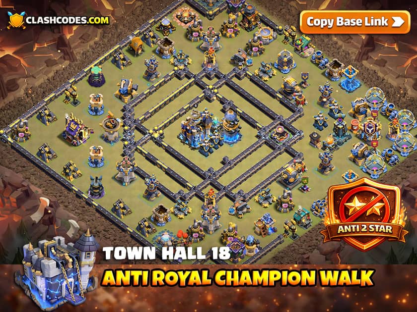 TH 18 RC Walk Defense Base that Forces Extra Invisibility Spells and Early Ability Usage
