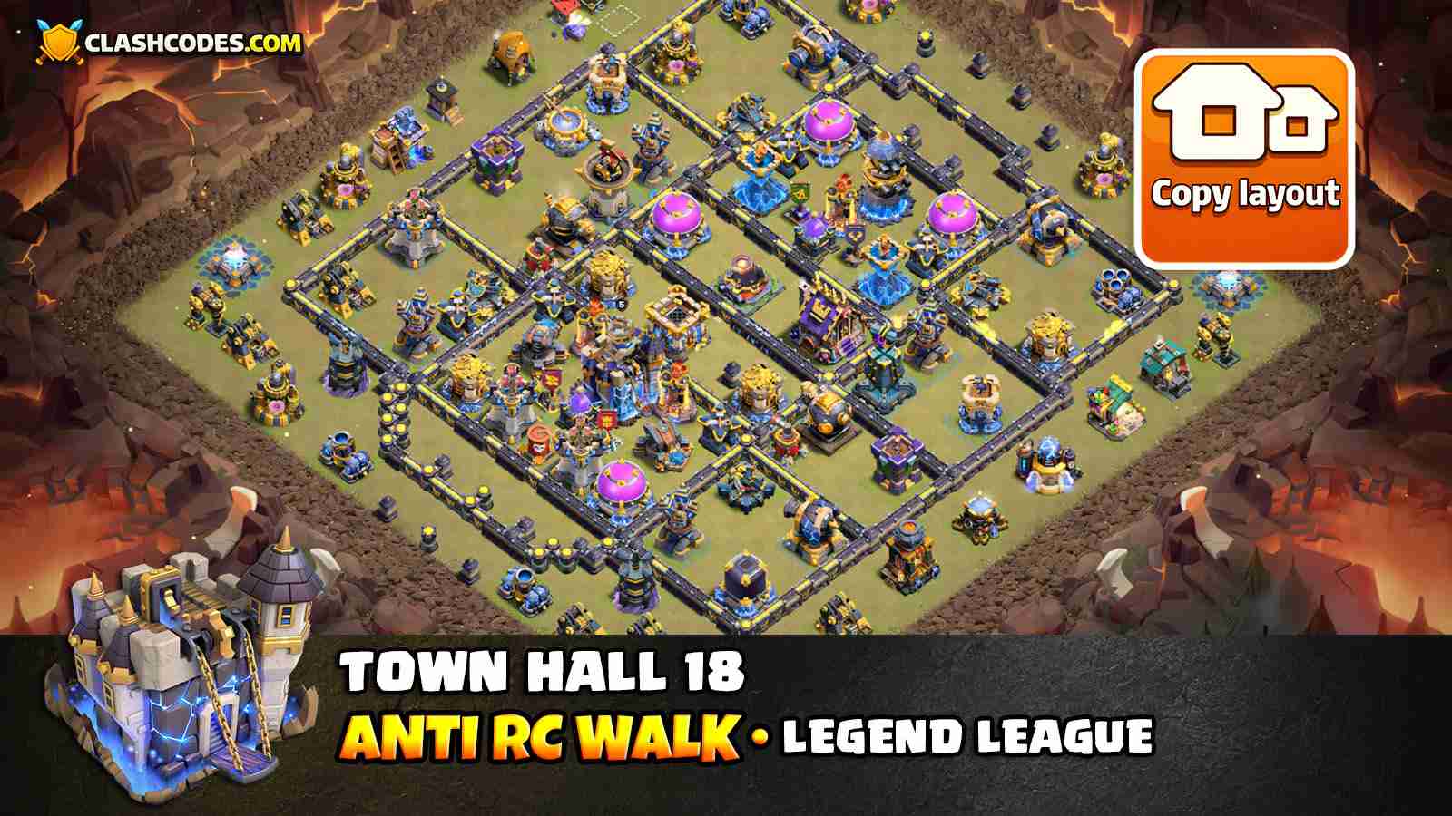 Anti RC Walk Layout for Legend League (2x Rage)