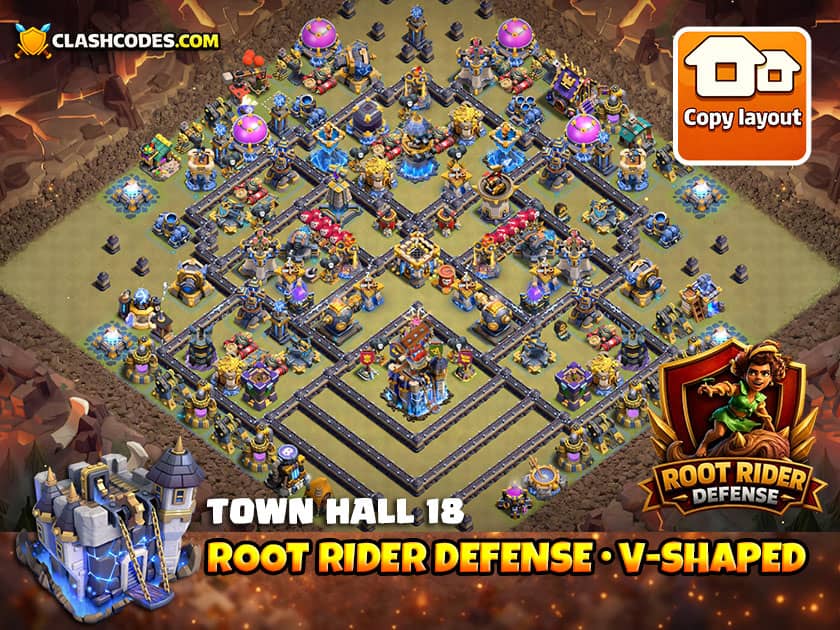 V shaped dead zones around Town Hall to redirect Root Riders toward the sides